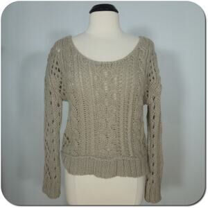FREE PEOPLE Sweater XS Womens Open Stitch Chunky Knit Scoop Neck Wool Blend